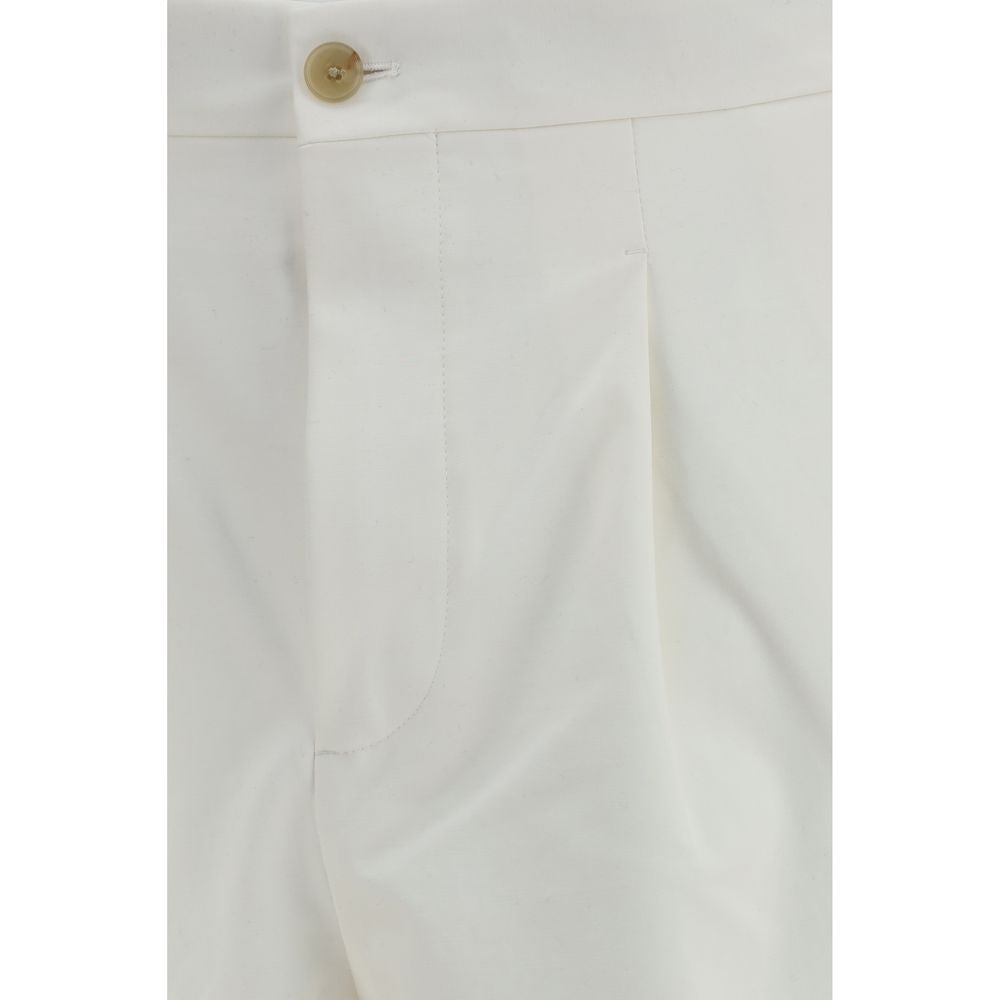 Umit Benan White Cotton Casual Pants for Men