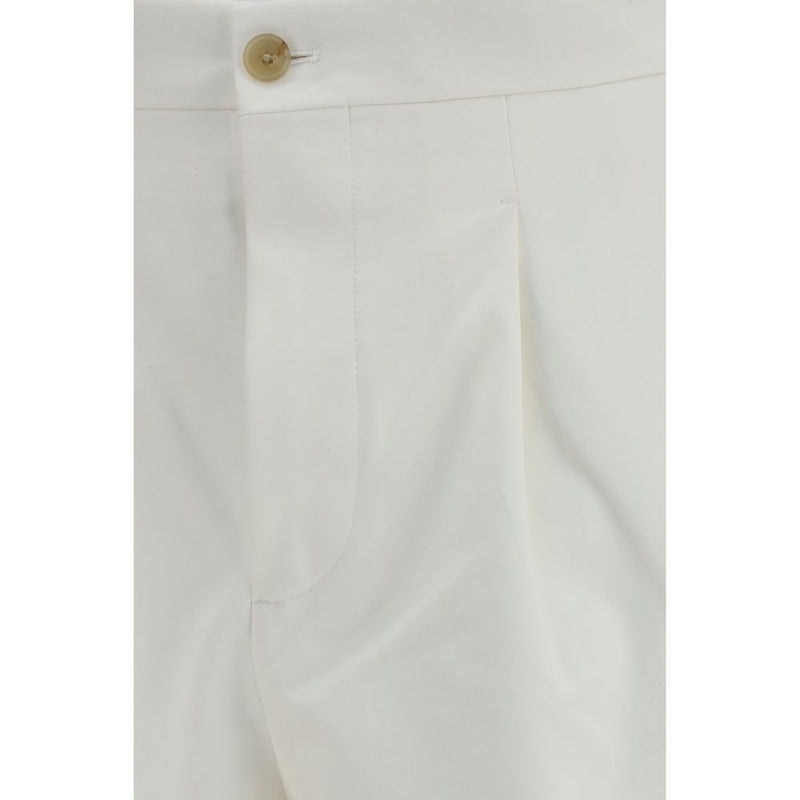 Umit Benan White Cotton Casual Pants for Men