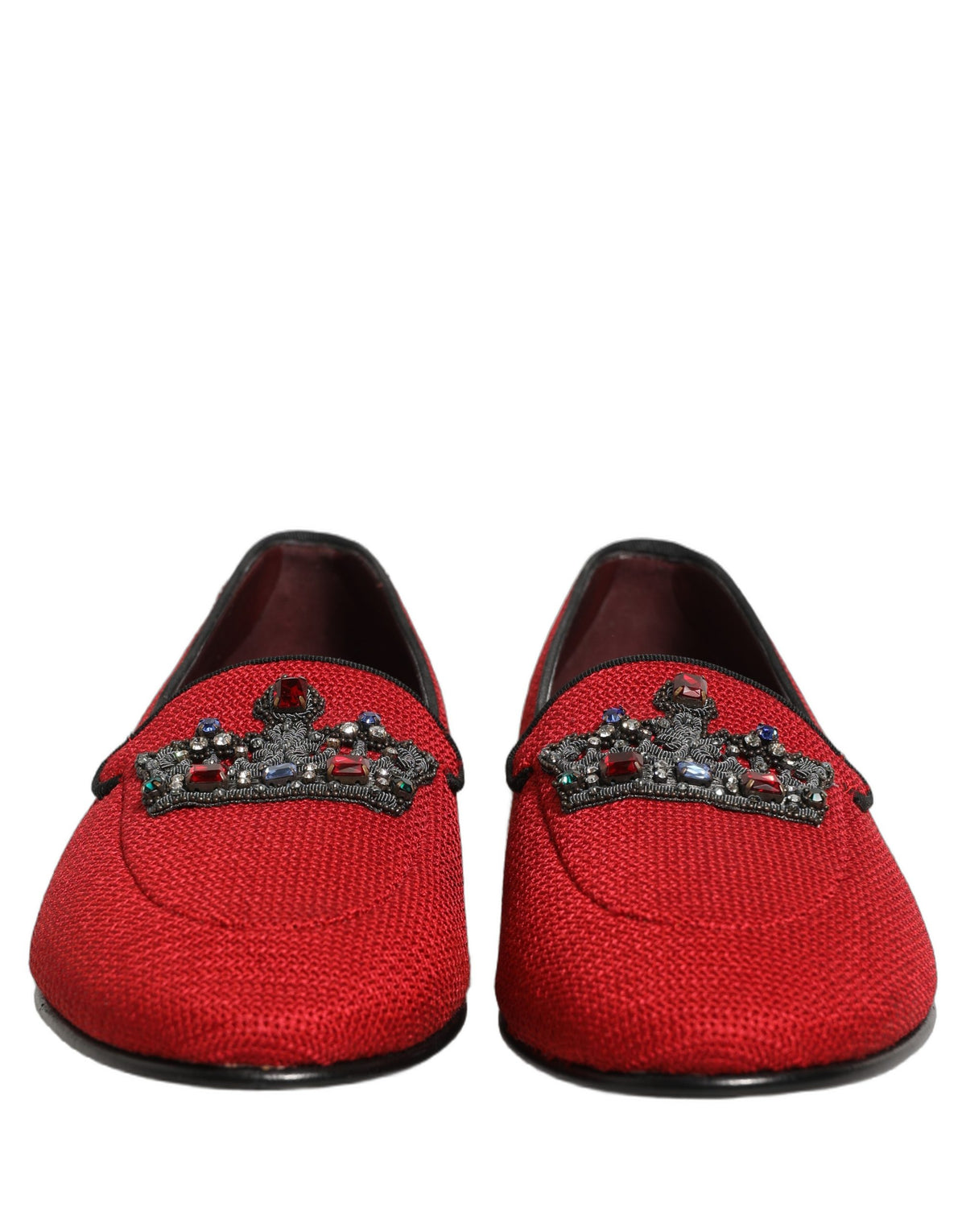 Dolce & Gabbana Red Crown Embellished Dress Loafers