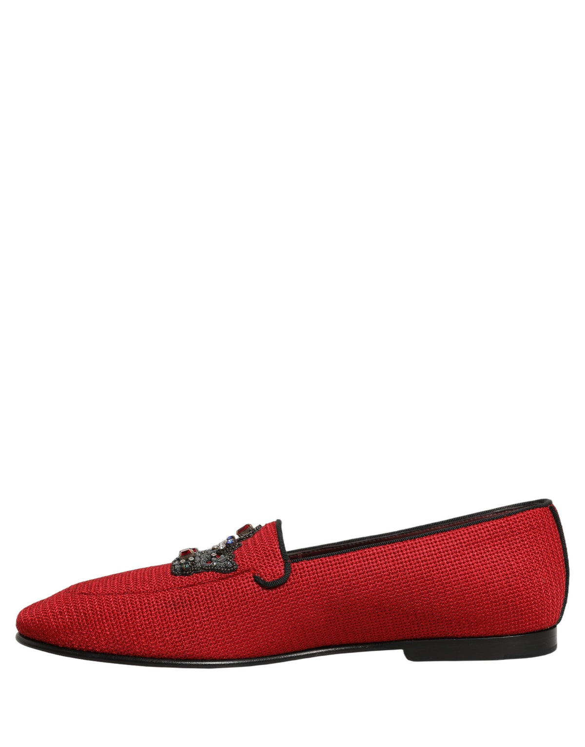 Dolce & Gabbana Red Crown Embellished Dress Loafers