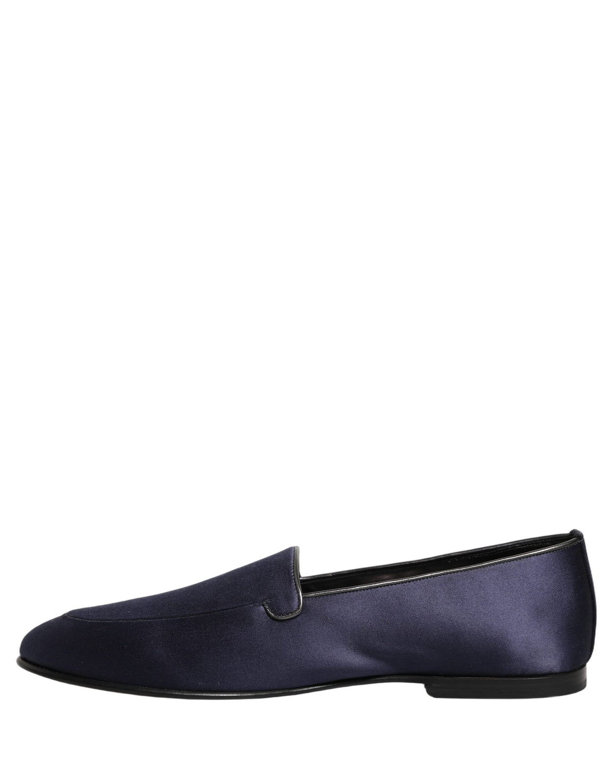 Dolce & Gabbana Navy Blue Satin DG Logo Dress Loafers
