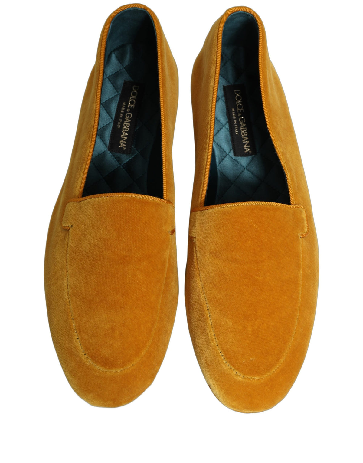 Dolce & Gabbana Yellow Velvet Slip-On Dress Loafers for Men