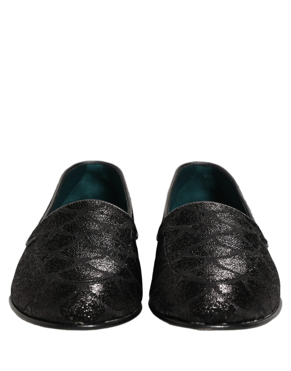 Dolce & Gabbana Black Glitter Brocade Men's Dress Loafers