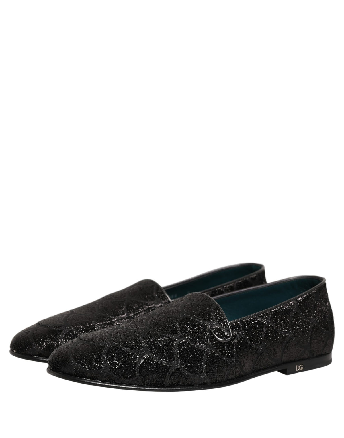 Dolce & Gabbana Black Glitter Brocade Men's Dress Loafers