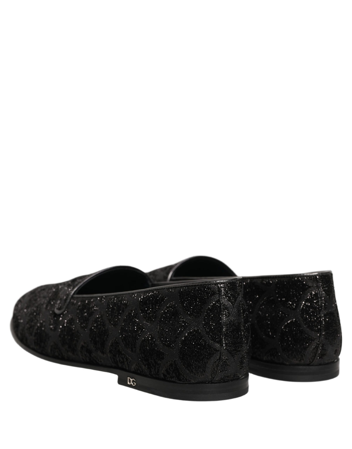 Dolce & Gabbana Black Glitter Brocade Men's Dress Loafers