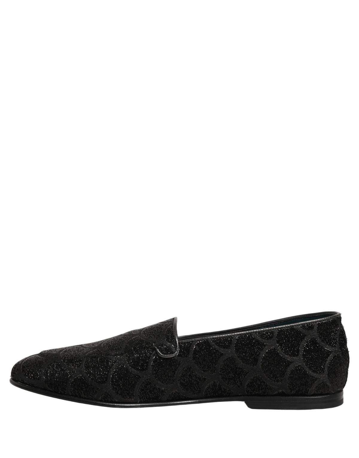 Dolce & Gabbana Black Glitter Brocade Men's Dress Loafers