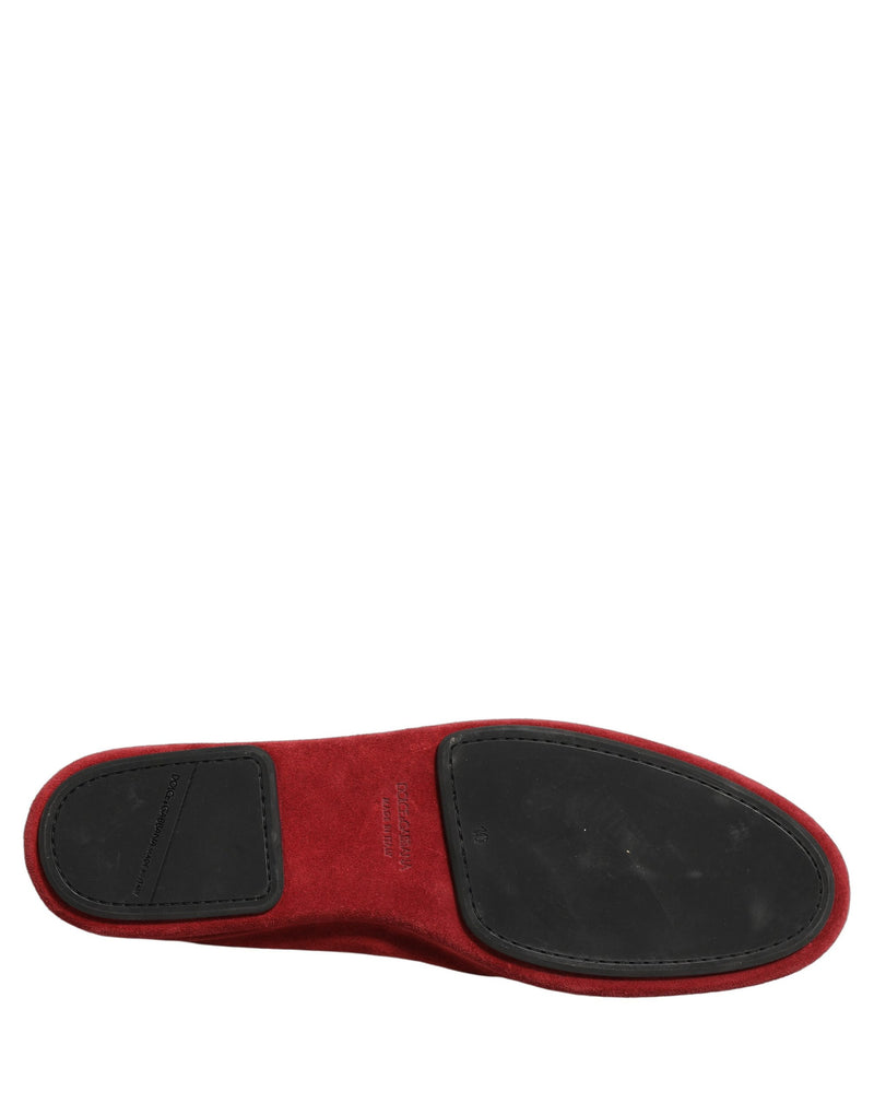 Dolce & Gabbana Red Suede Cross Slip On Dress Loafers