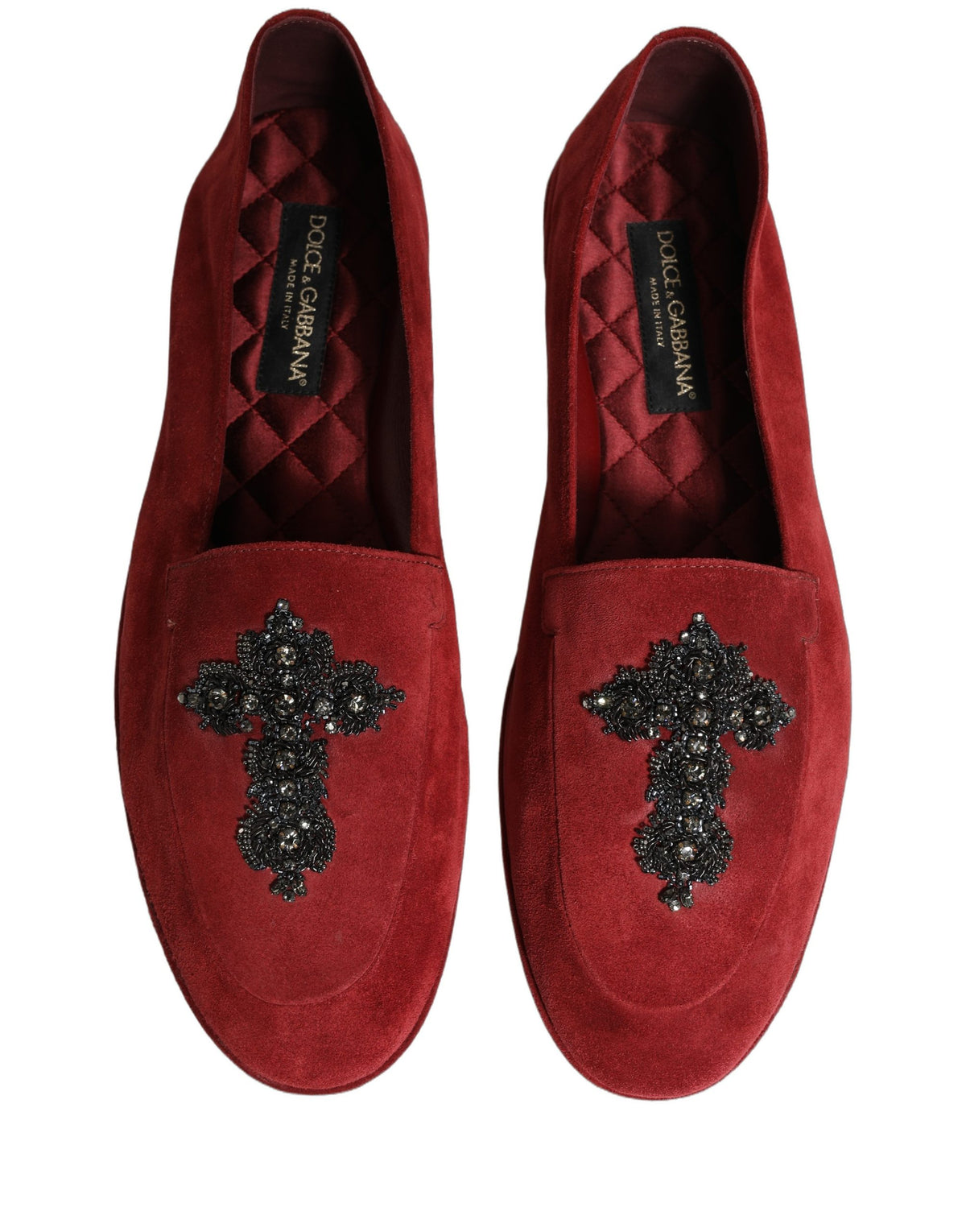 Dolce & Gabbana Red Suede Cross Slip On Dress Loafers