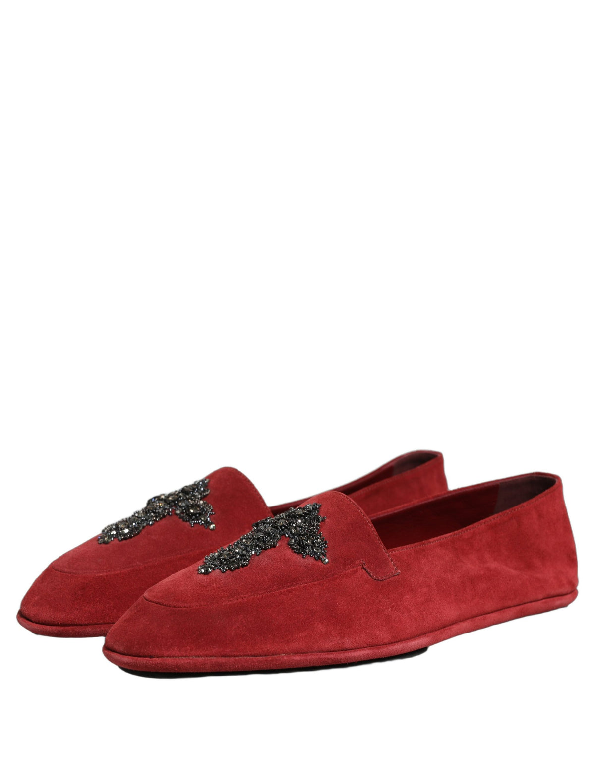 Dolce & Gabbana Red Suede Cross Slip On Dress Loafers
