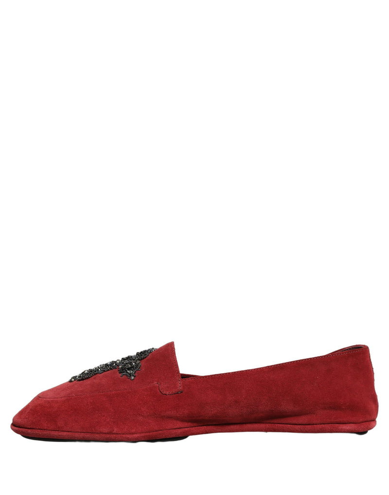 Dolce & Gabbana Red Suede Cross Slip On Dress Loafers