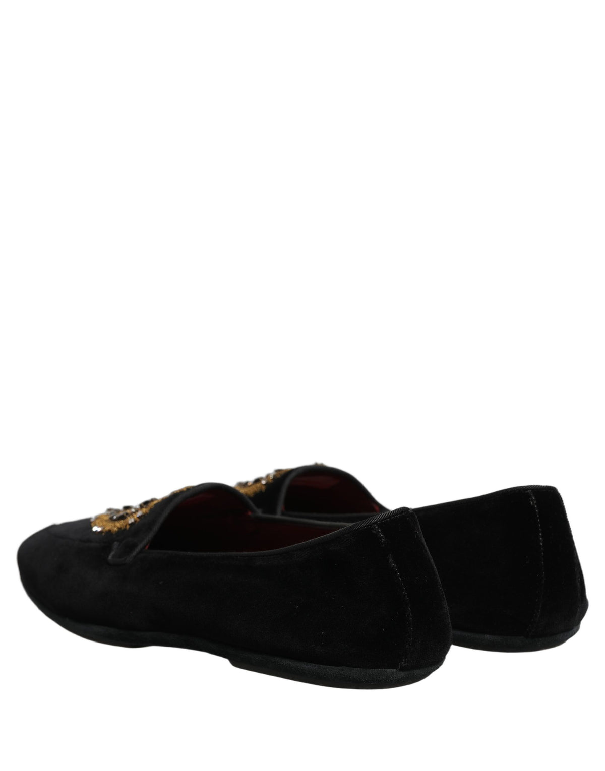 Dolce & Gabbana Black Velvet Sacred Heart Dress Loafers