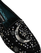 Dolce & Gabbana Black Crystal Embellished Dress Loafers