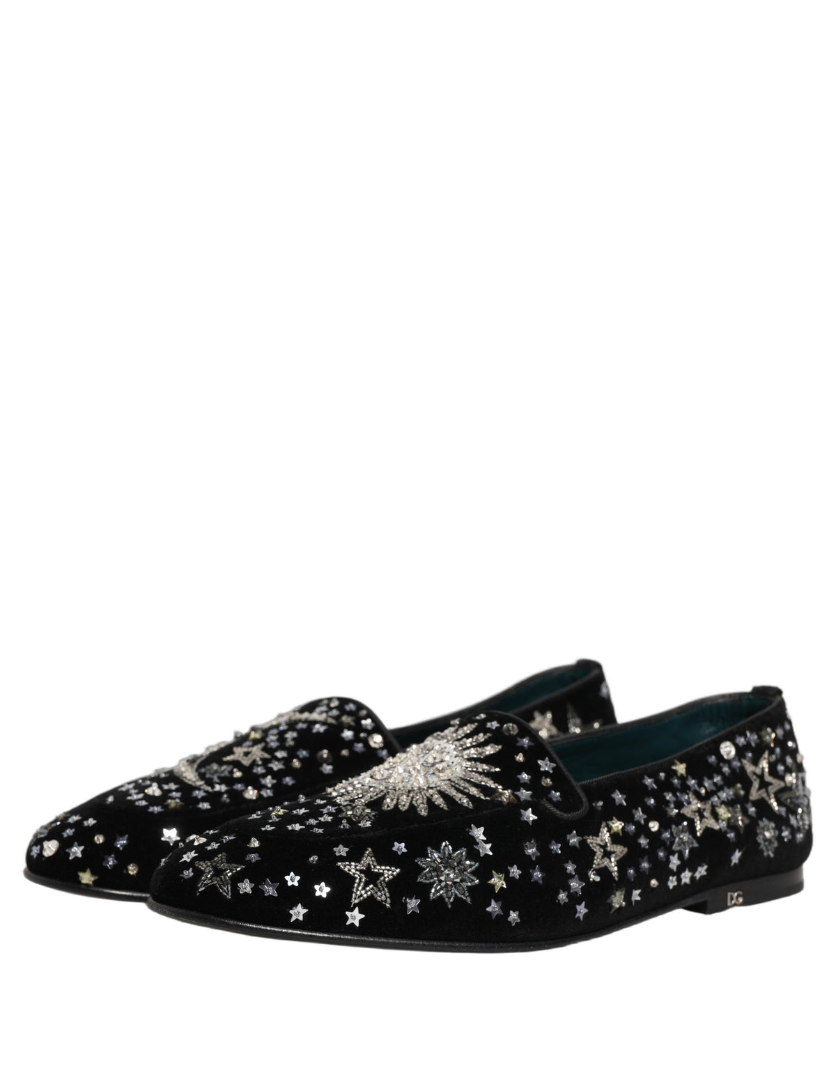 Dolce & Gabbana Black Crystal Embellished Dress Loafers