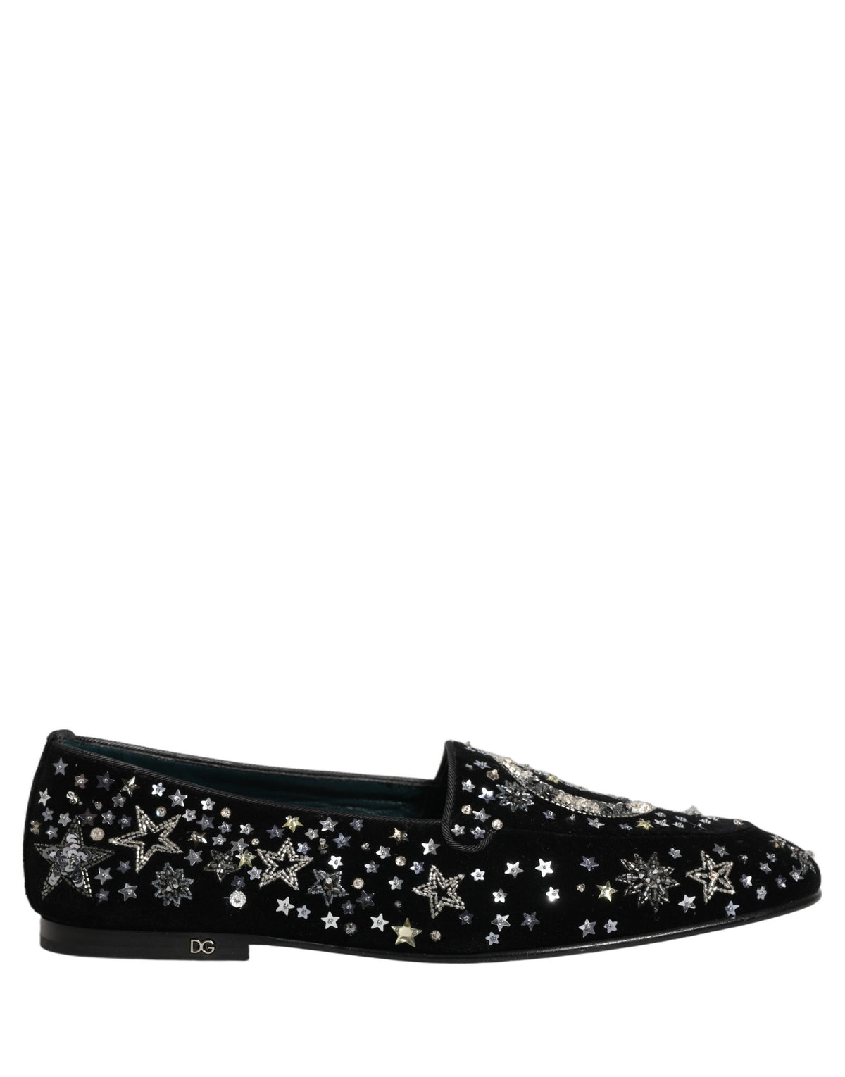 Dolce & Gabbana Black Crystal Embellished Dress Loafers