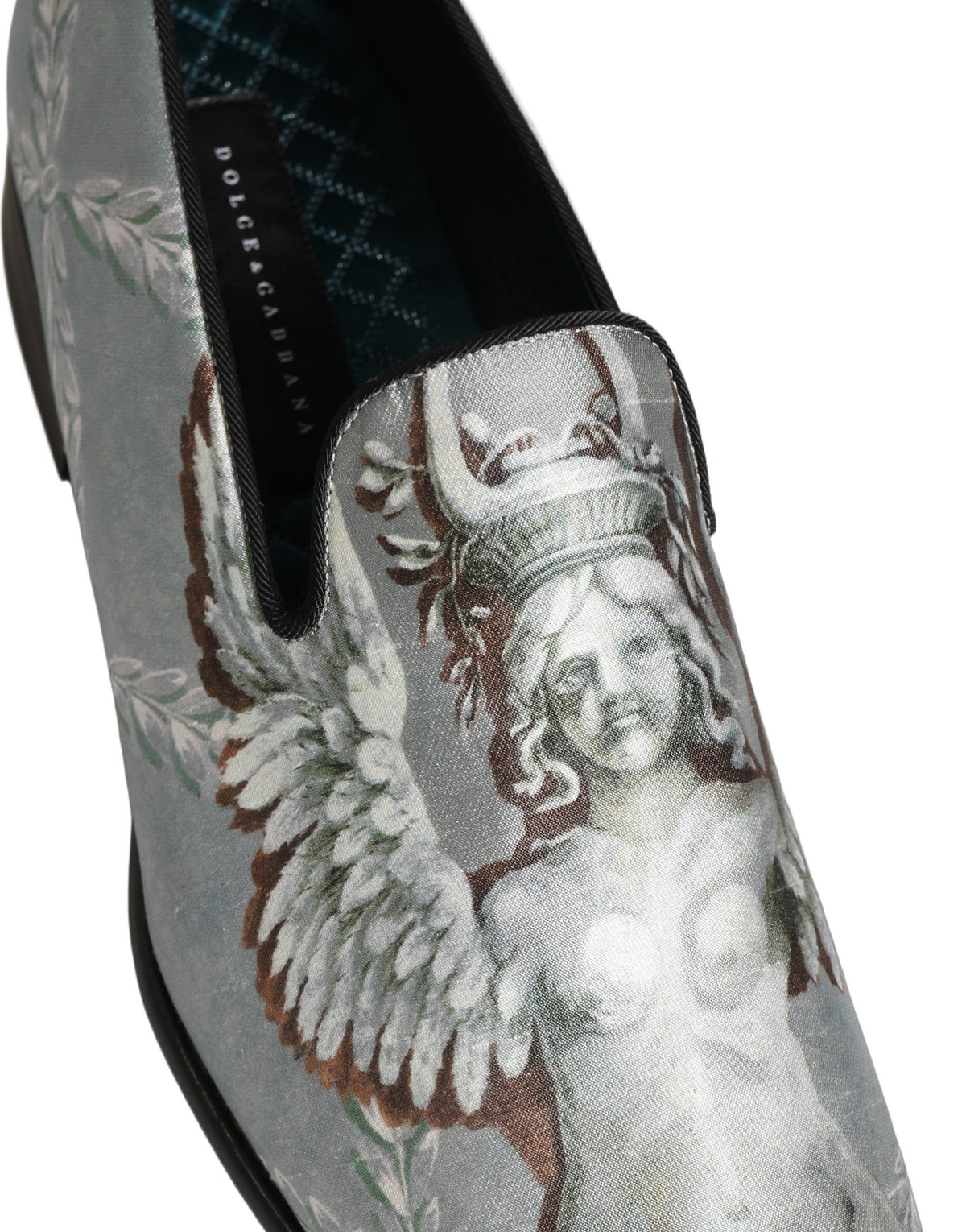 Dolce & Gabbana Gray Baroque Angel Velvet Loafers for Men