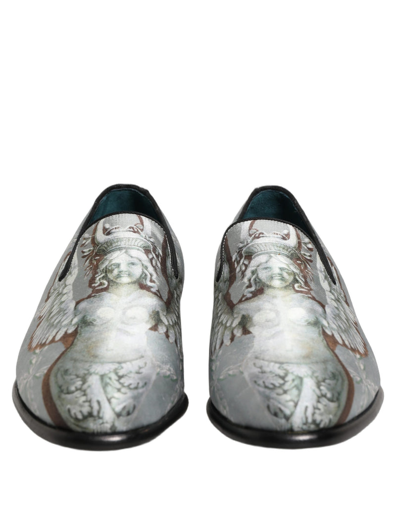 Dolce & Gabbana Gray Baroque Angel Velvet Loafers for Men