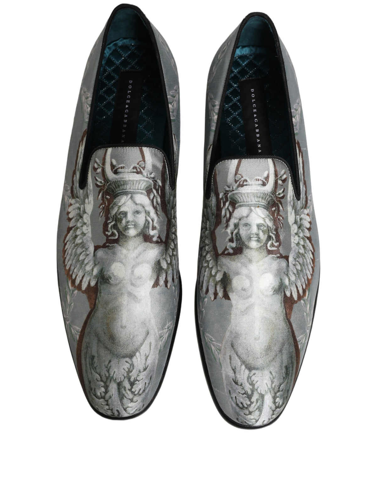 Dolce & Gabbana Gray Baroque Angel Velvet Loafers for Men