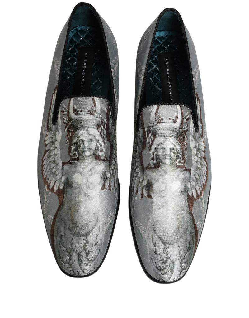 Dolce & Gabbana Gray Baroque Angel Velvet Loafers for Men
