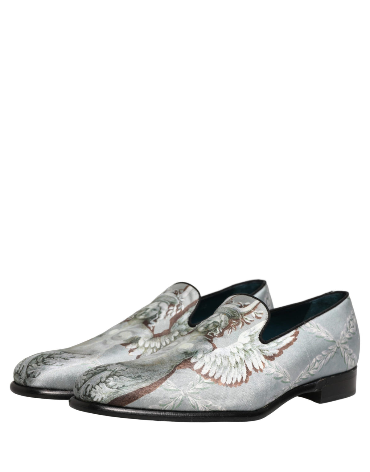 Dolce & Gabbana Gray Baroque Angel Velvet Loafers for Men