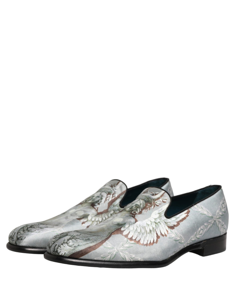 Dolce & Gabbana Gray Baroque Angel Velvet Loafers for Men