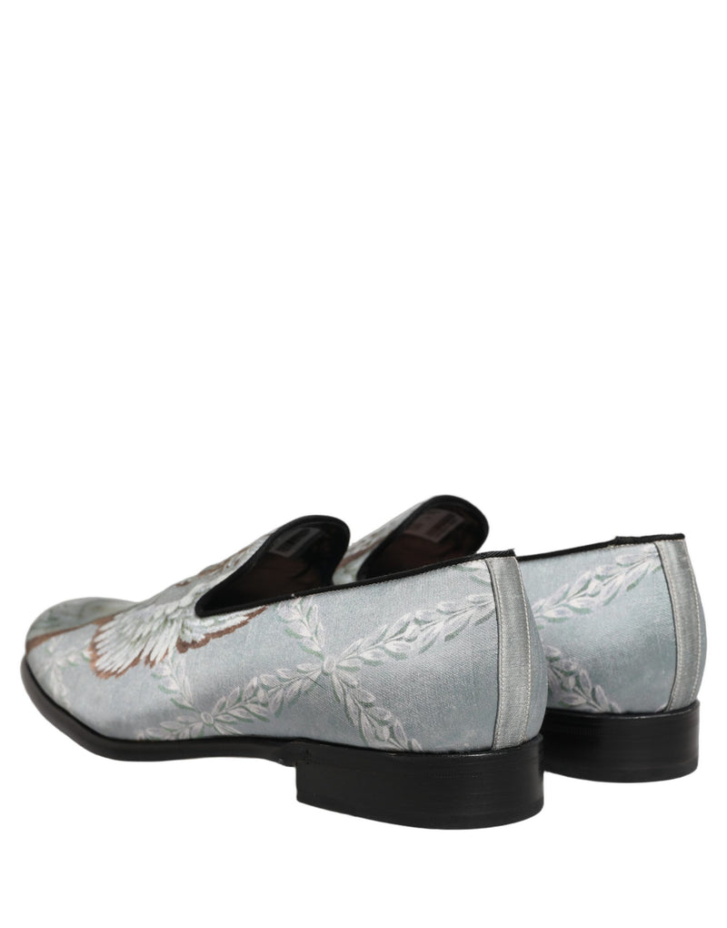 Dolce & Gabbana Gray Baroque Angel Velvet Loafers for Men