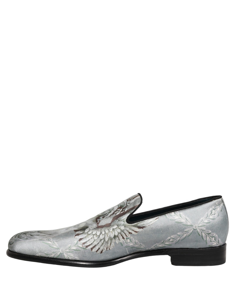 Dolce & Gabbana Gray Baroque Angel Velvet Loafers for Men