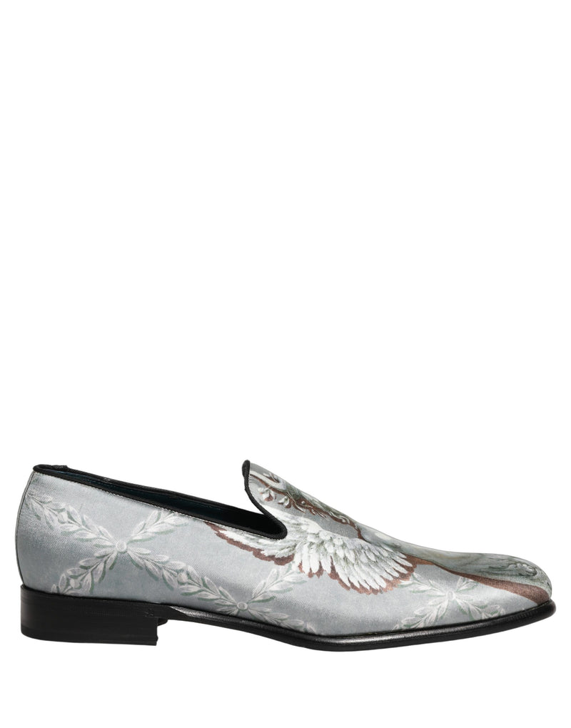 Dolce & Gabbana Gray Baroque Angel Velvet Loafers for Men