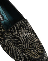 Dolce & Gabbana Black Silver Embellished Dress Loafers