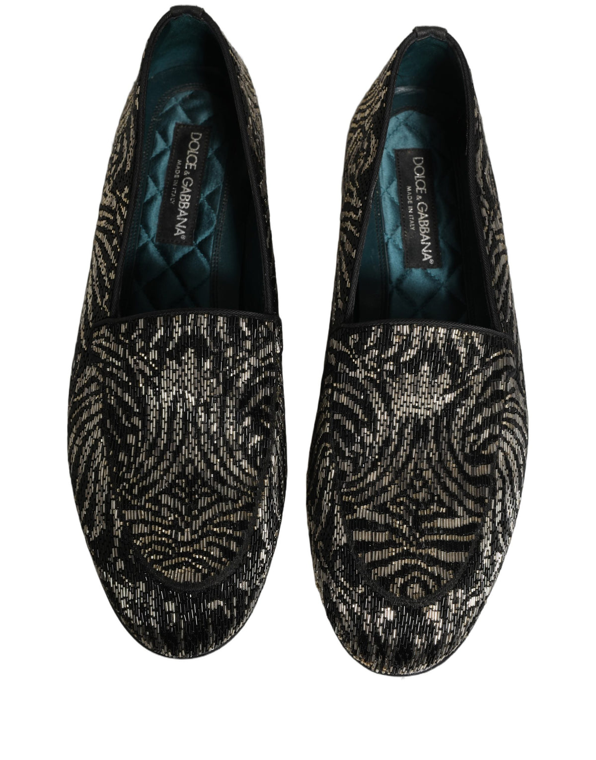 Dolce & Gabbana Black Silver Embellished Dress Loafers