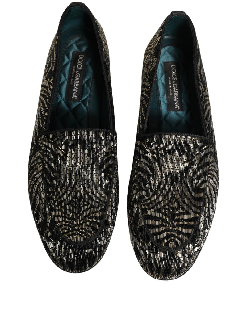 Dolce & Gabbana Black Silver Embellished Dress Loafers