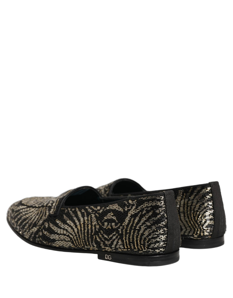 Dolce & Gabbana Black Silver Embellished Dress Loafers