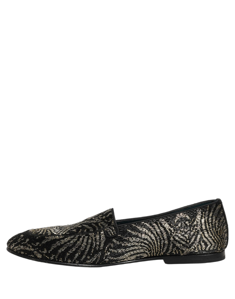 Dolce & Gabbana Black Silver Embellished Dress Loafers