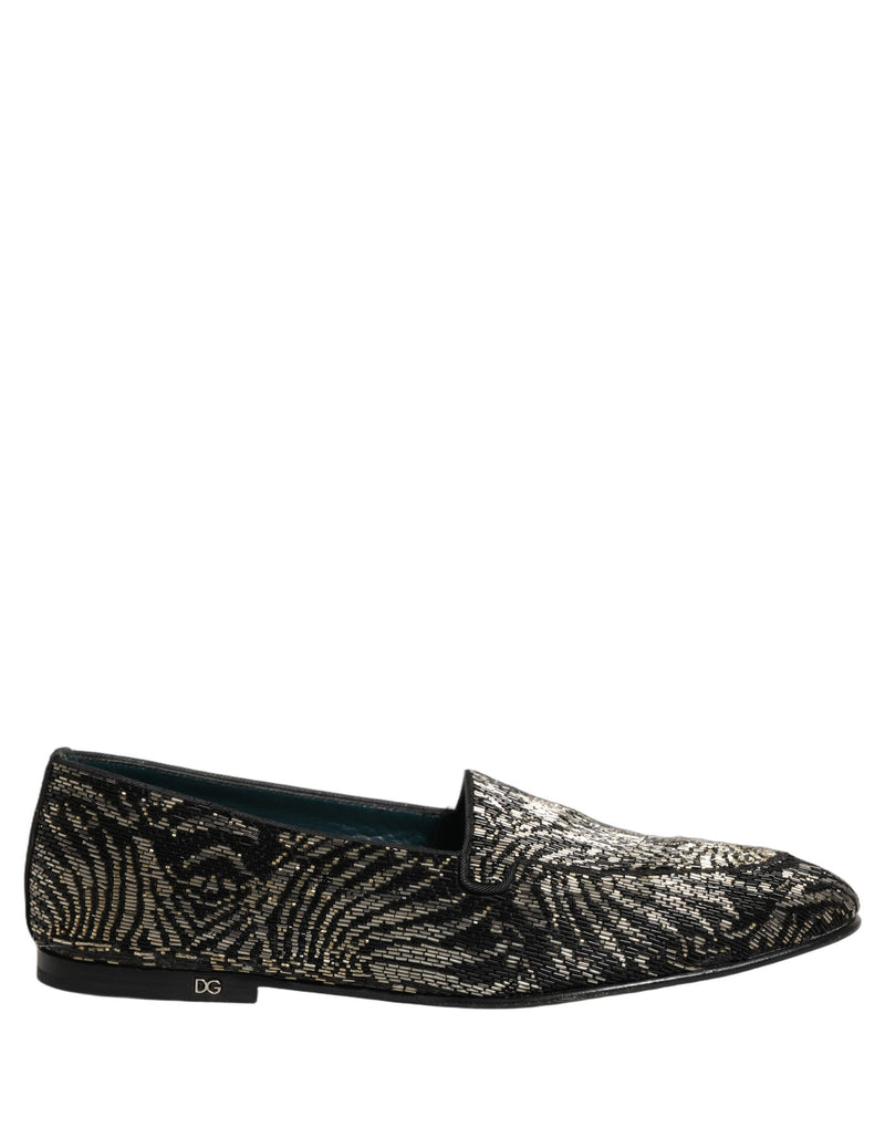 Dolce & Gabbana Black Silver Embellished Dress Loafers