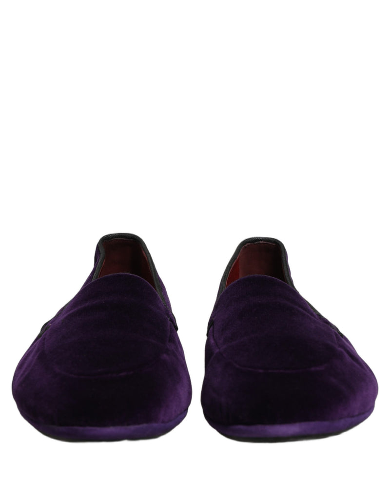 Dolce & Gabbana Violet Velvet Slip-On Loafers for Men