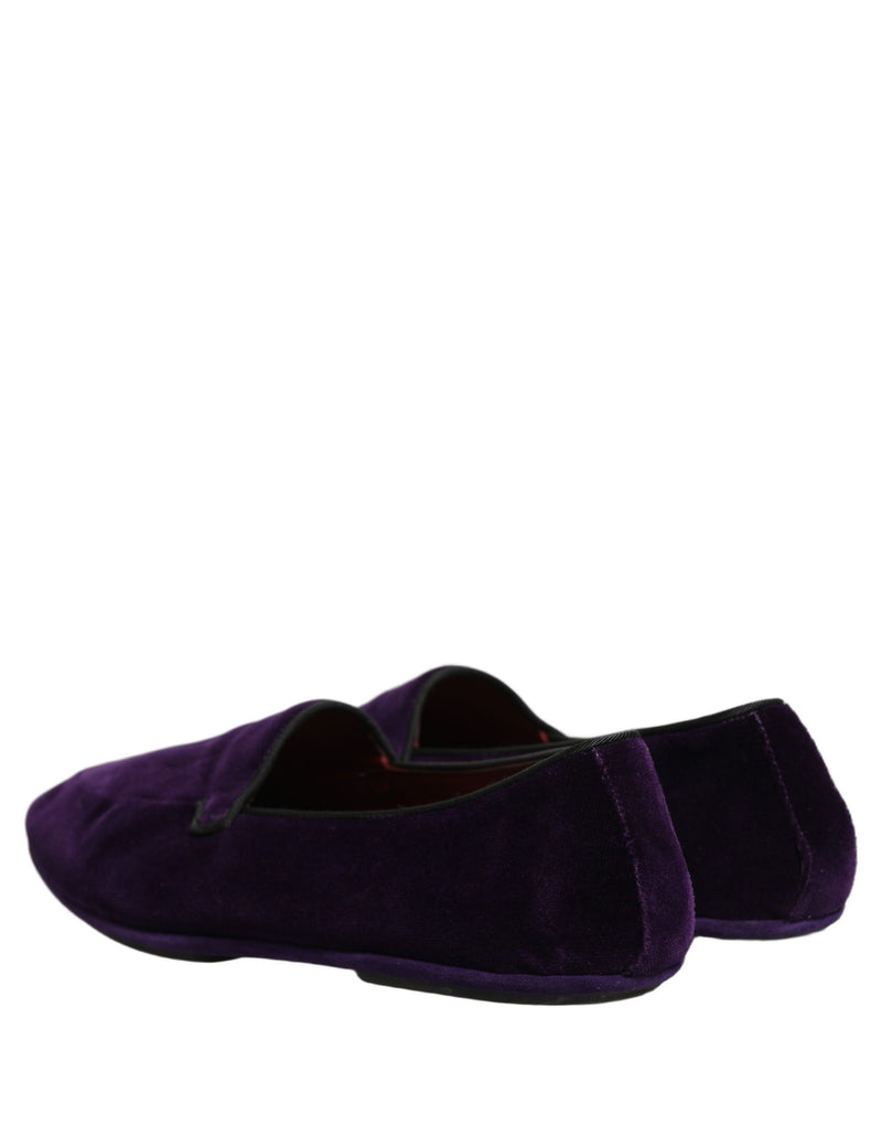 Dolce & Gabbana Violet Velvet Slip-On Loafers for Men