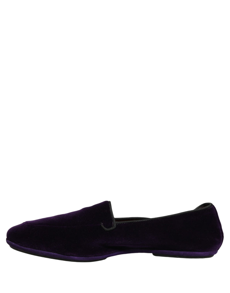 Dolce & Gabbana Violet Velvet Slip-On Loafers for Men