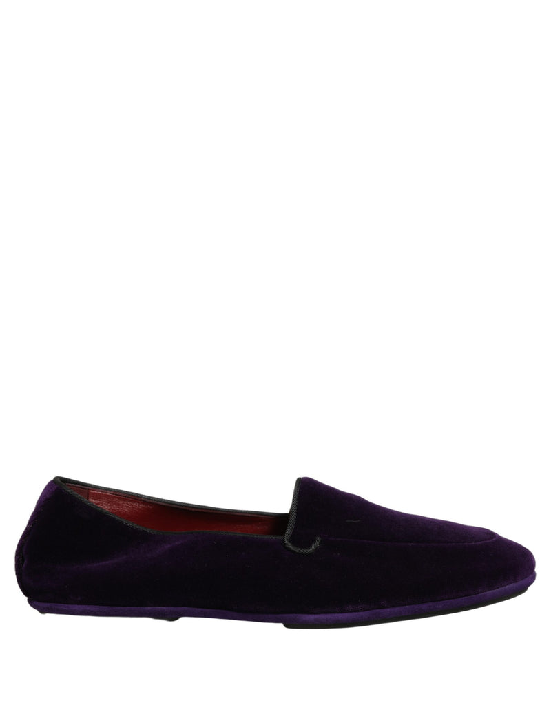 Dolce & Gabbana Violet Velvet Slip-On Loafers for Men