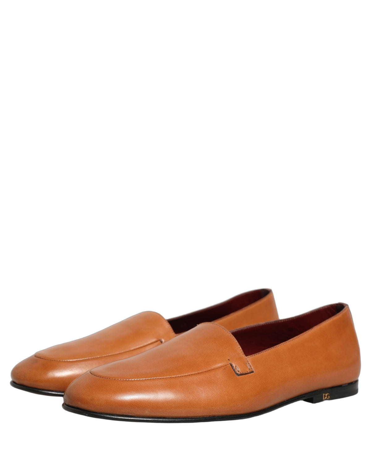 Dolce & Gabbana Brown Leather Logo Slip-On Loafers for Men