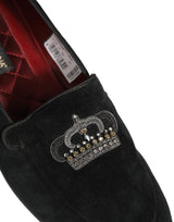 Dolce & Gabbana Black Crown Embellished Dress Loafers
