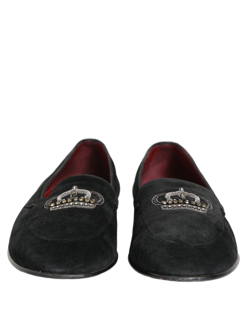 Dolce & Gabbana Black Crown Embellished Dress Loafers