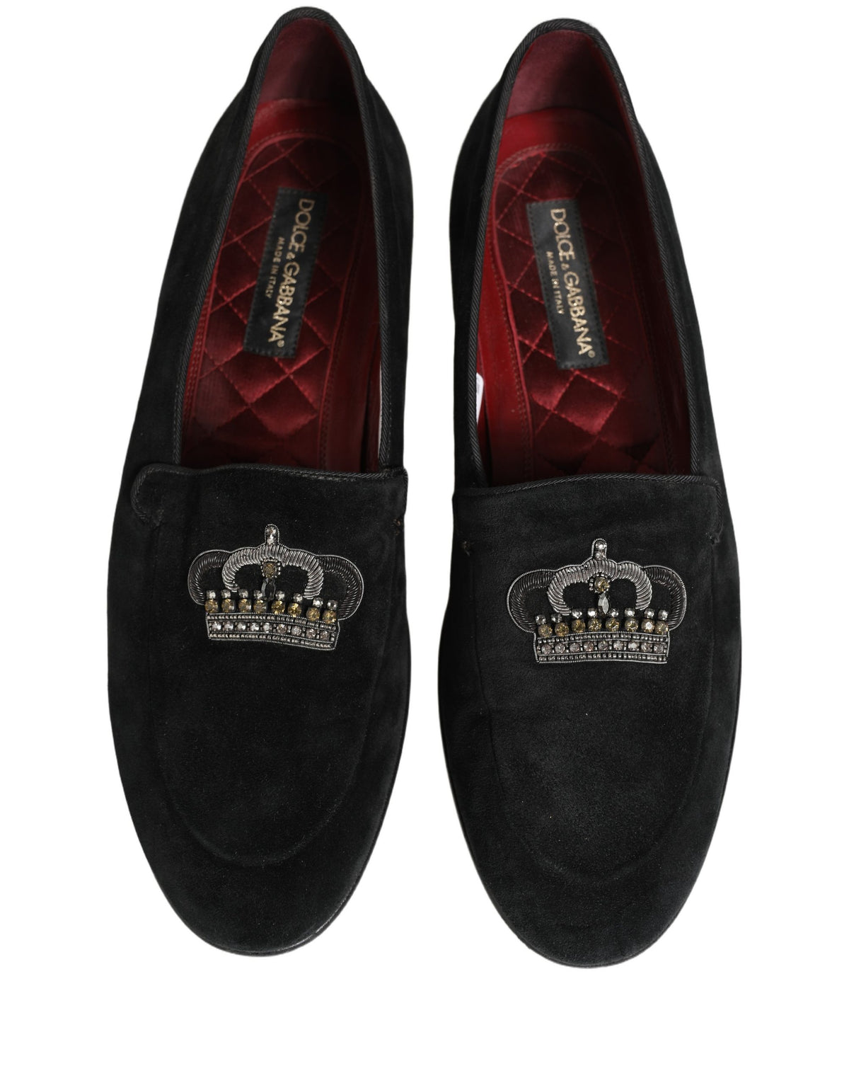 Dolce & Gabbana Black Crown Embellished Dress Loafers
