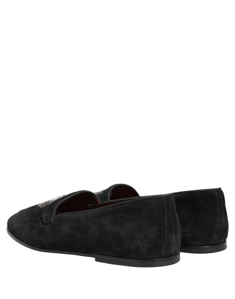 Dolce & Gabbana Black Crown Embellished Dress Loafers