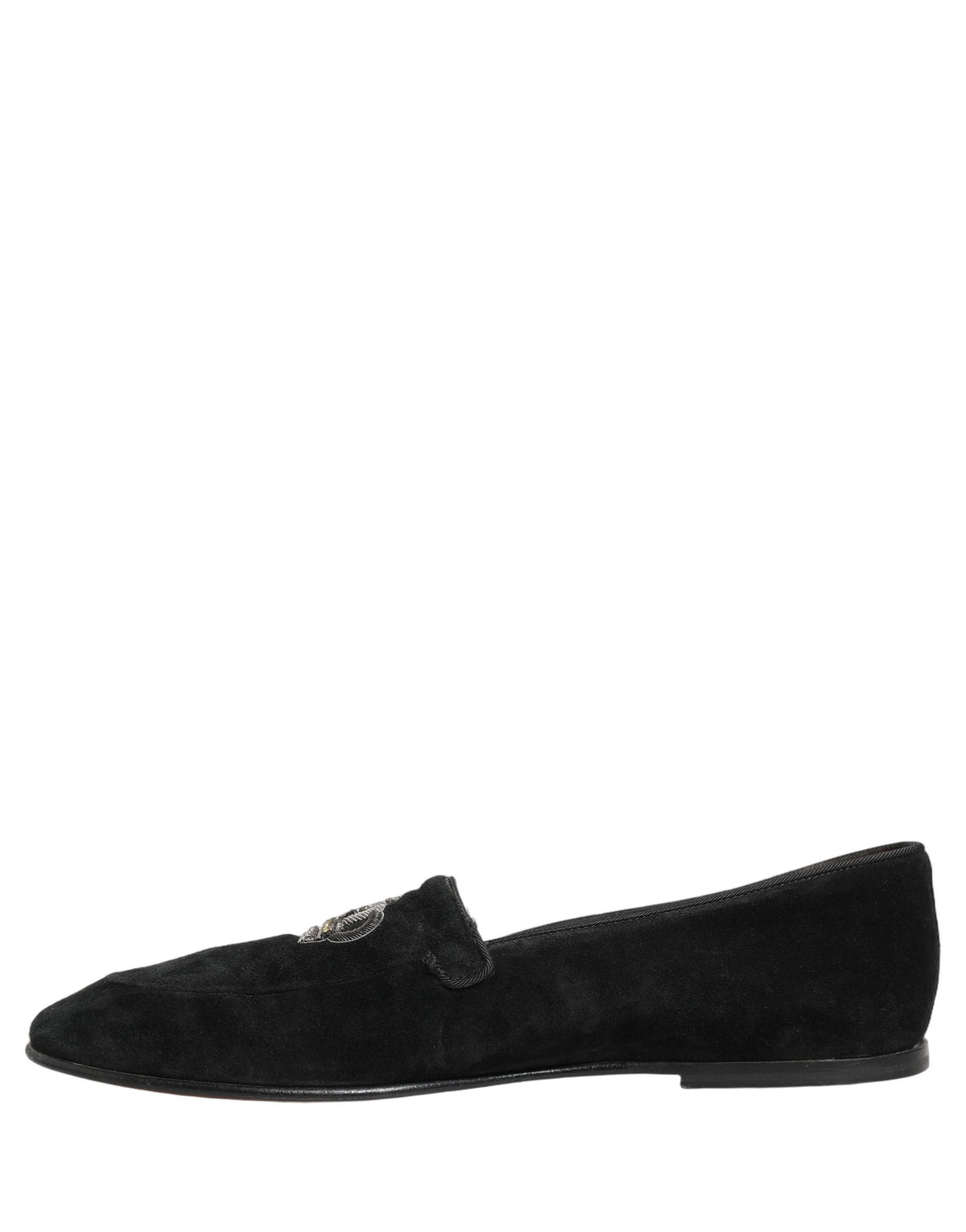 Dolce & Gabbana Black Crown Embellished Dress Loafers