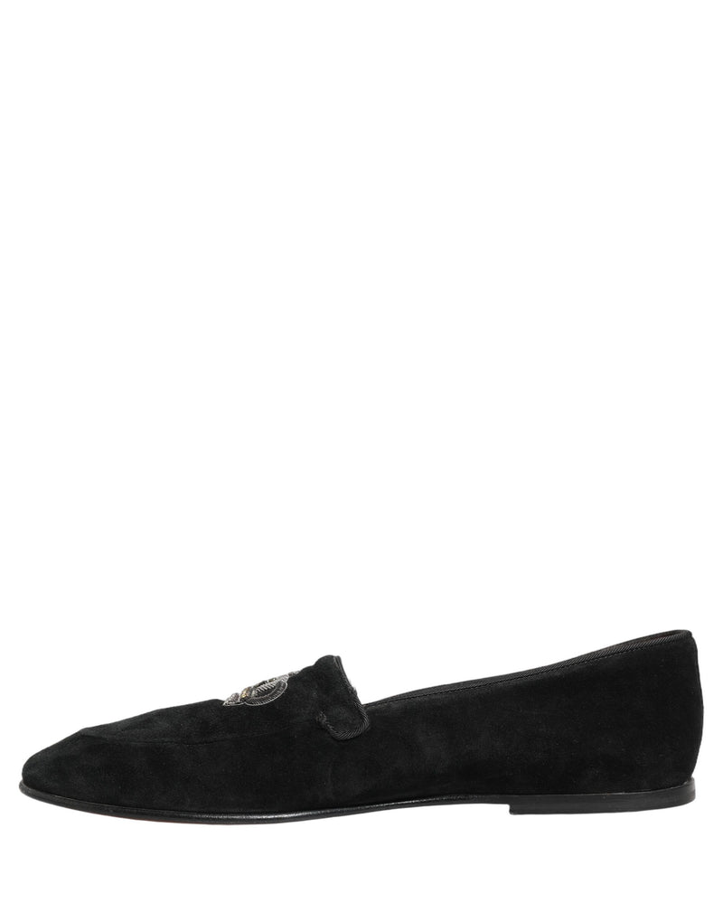 Dolce & Gabbana Black Crown Embellished Dress Loafers
