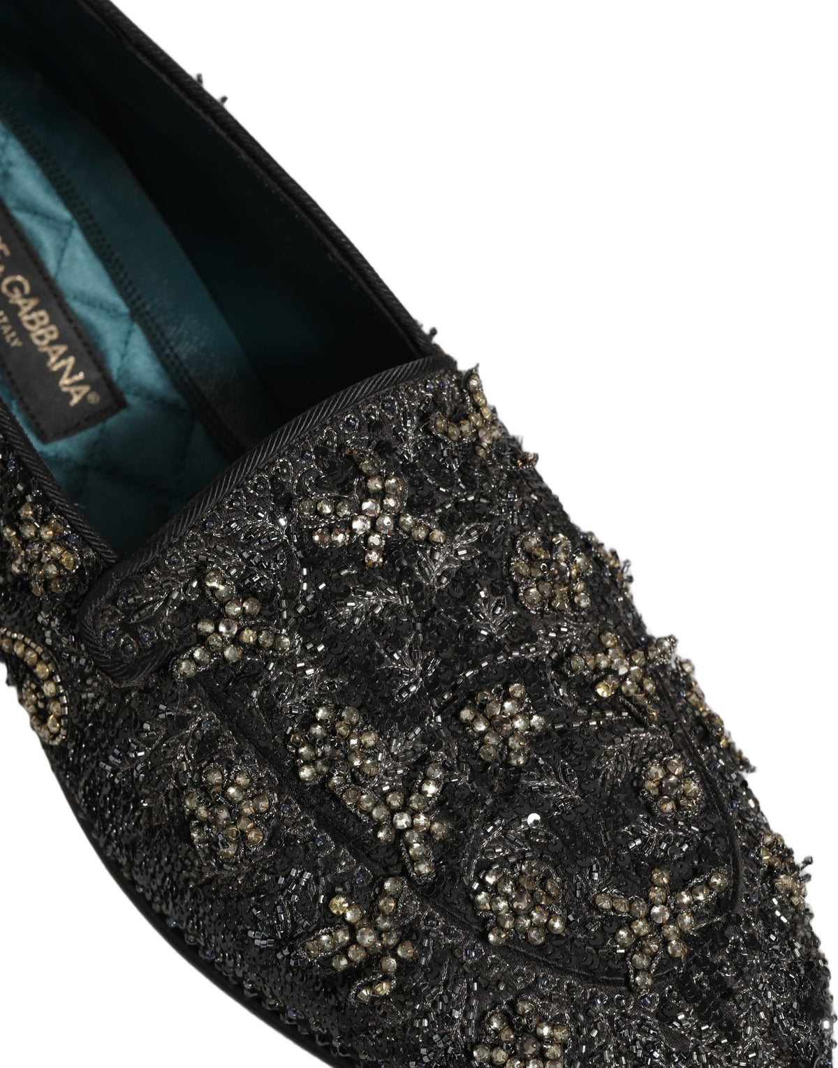 Dolce & Gabbana Black Rhinestone Embellished Loafers