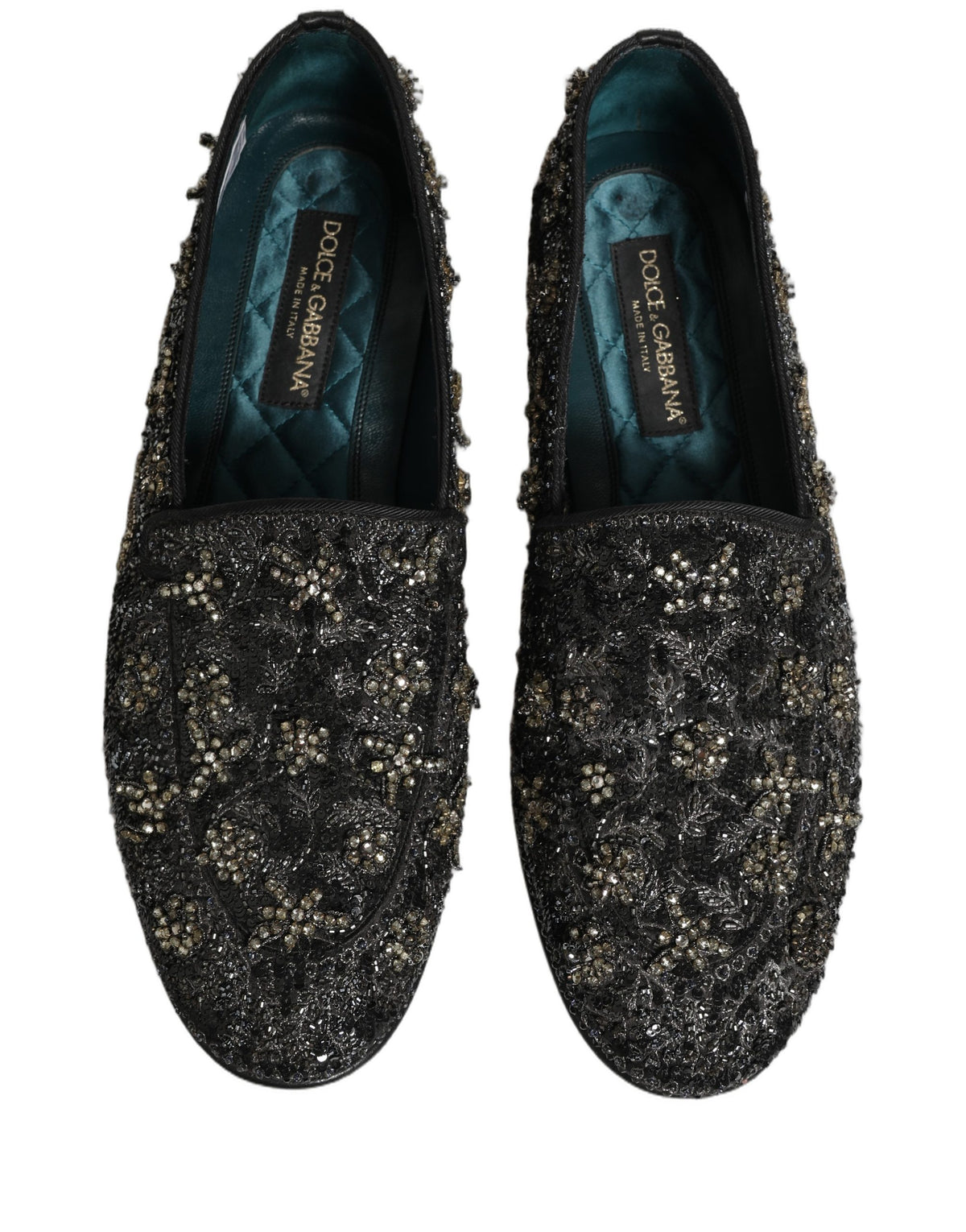 Dolce & Gabbana Black Rhinestone Embellished Loafers