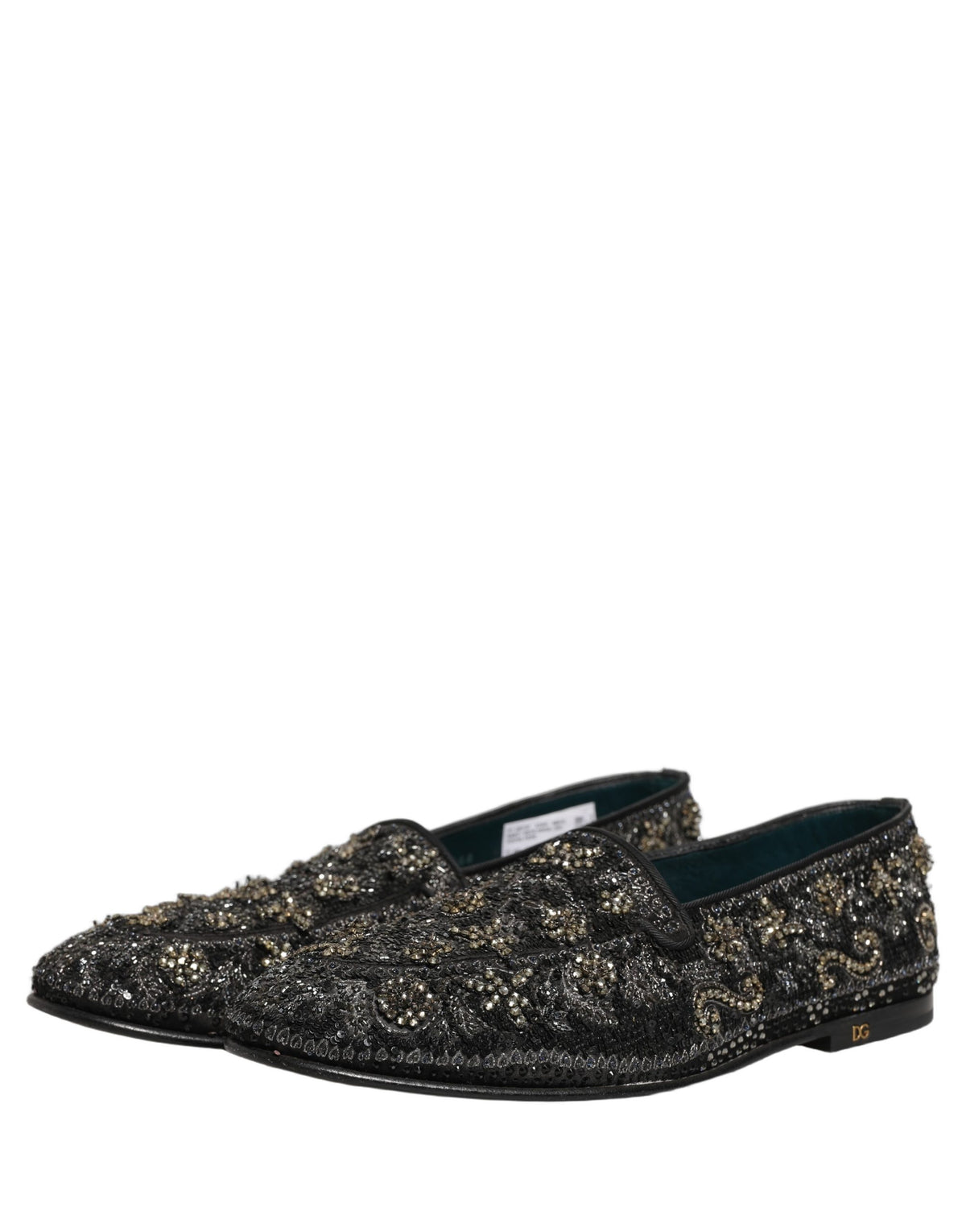 Dolce & Gabbana Black Rhinestone Embellished Loafers
