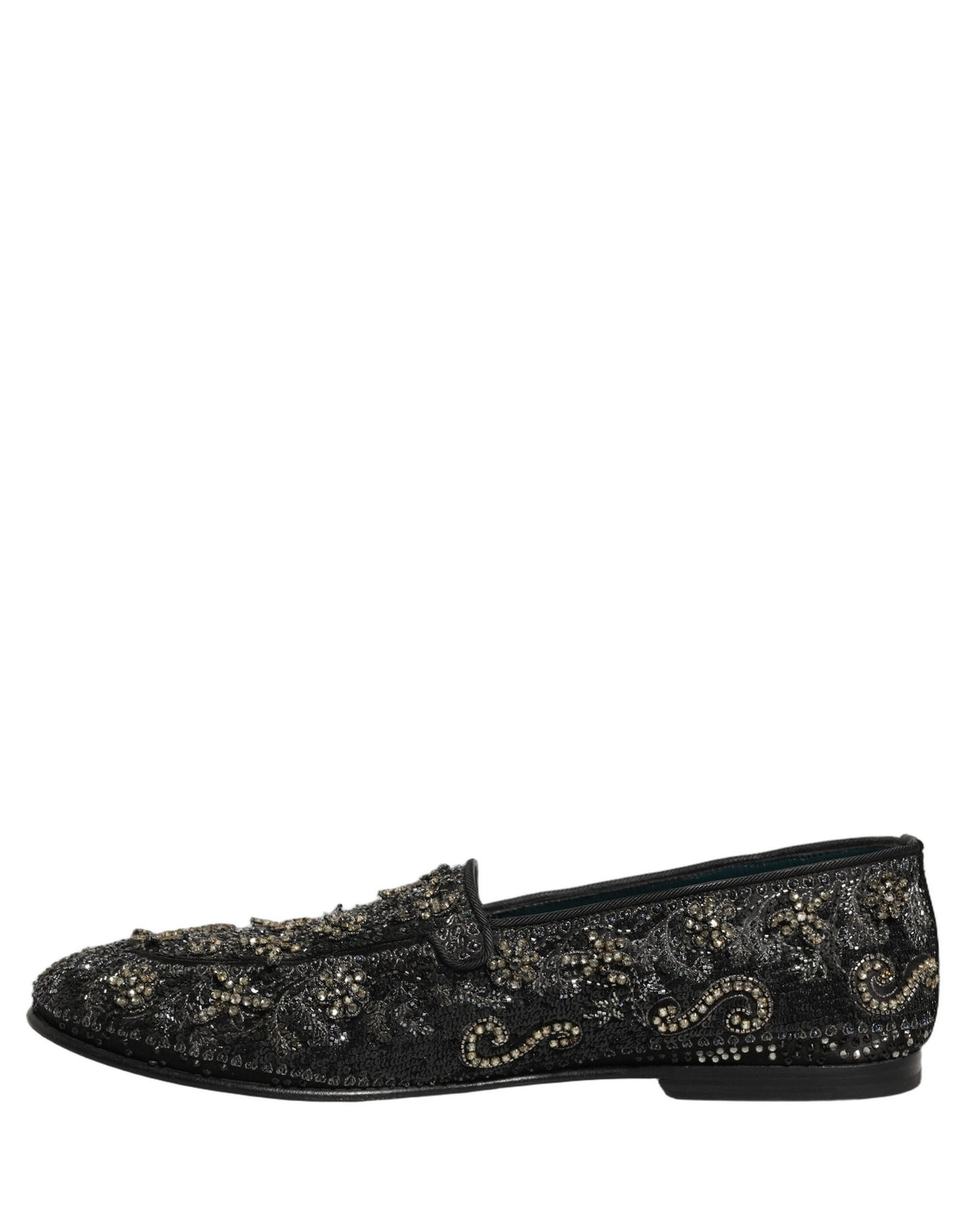 Dolce & Gabbana Black Rhinestone Embellished Loafers