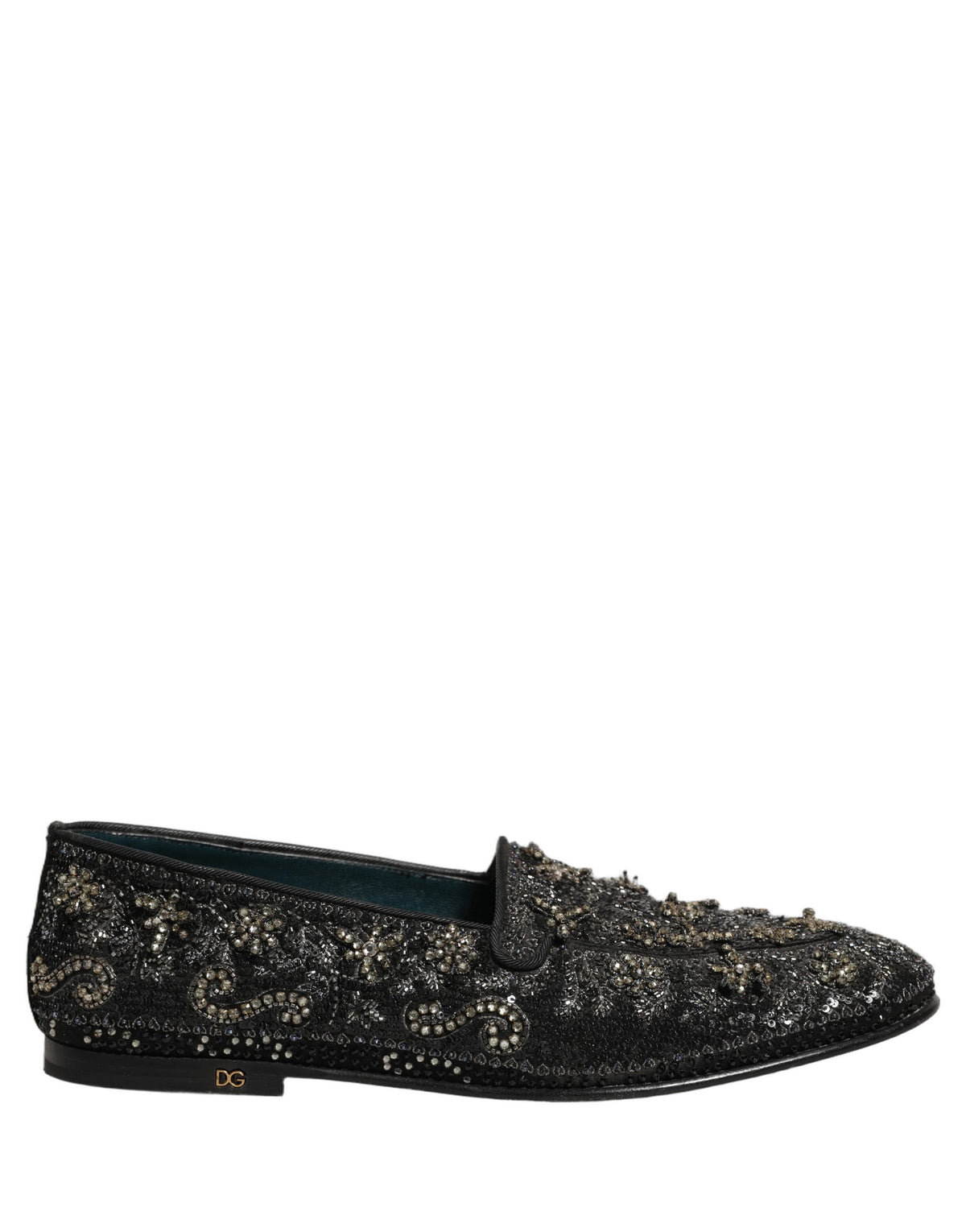 Dolce & Gabbana Black Rhinestone Embellished Loafers