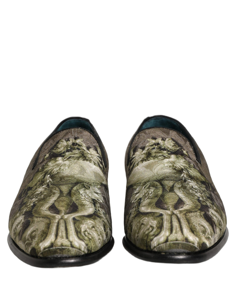 Dolce & Gabbana Brown Baroque Print Slip-On Loafers for Men